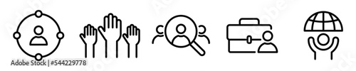 Conjunto de iconos de gente de negocios. Recursos humanos, conectividad, administración. Ilustración vectorial