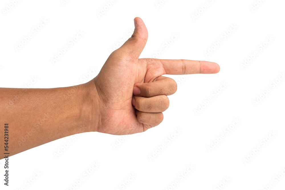 man's hand gesture of pistol sign isolated on white background man's hand gesture of pistol sign isolated on white background