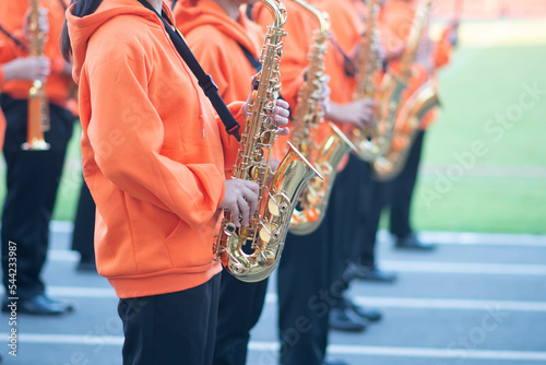 School marching band sport day parade