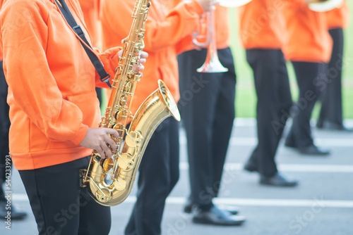 School marching band sport day parade