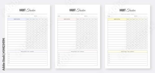 Weekly habit tracker. Printable Habits Tracker template. Daily habit tracker. Healthy habits planner. Planner Bundle Design. Planner Collection Set. Organizer & Schedule Planner. Monthly habit tracker