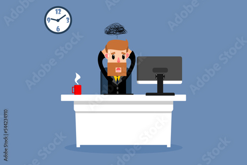 Businessman are stressed at work. Business Concept. Vector illustration