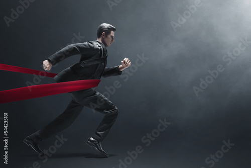 Business man running 3d illustration on dark background