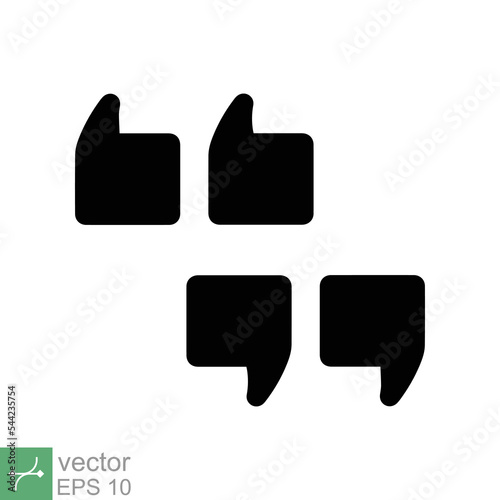 Set of quote mark, quotes icon. Double quotation, bubble speech, comma, comment, communication concept. Simple flat style. Vector illustration isolated on white background. EPS 10.
