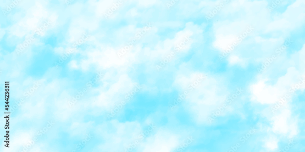 Blue sky with white clouds background. Romantic sky. Abstract nature background of romantic summer blue sky with fluffy clouds. Beautiful puffy clouds in bright blue sky in day sunlight.><
