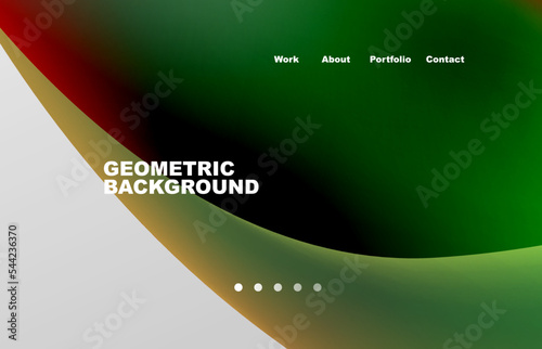 Landing page abstract liquid background. Flowing shapes, round design and circle. Web page for website or mobile app wallpaper