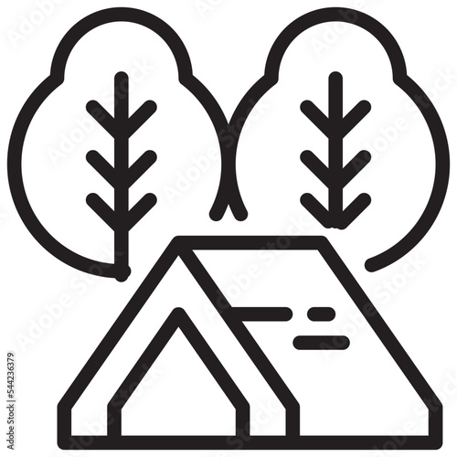 campground tent outdoor camping vacation simple line icon