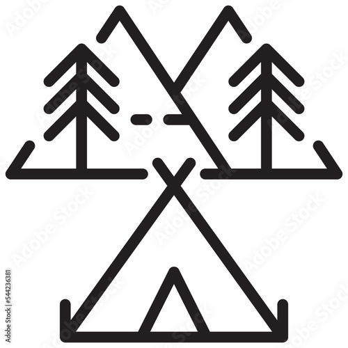 camping campground tent outdoor simple line icon