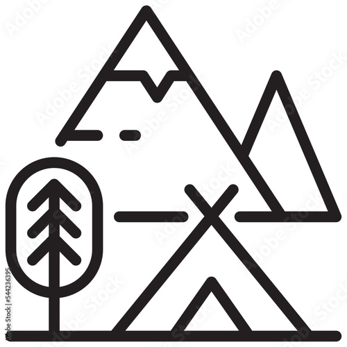 mountain camping campground tree simple icon