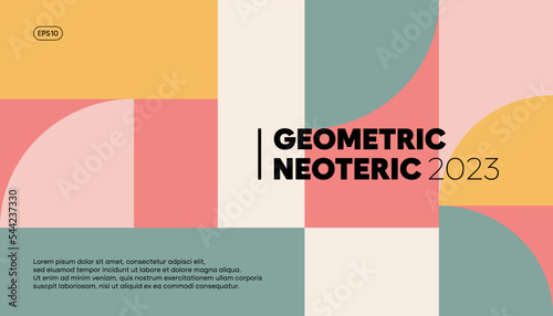 Bauhaus cover design template. Abstract minimal geometric shape texture background. Minimal page layout for posters, brochures, magazines, journals, art, prints, and book covers. Vector, 2022-2023