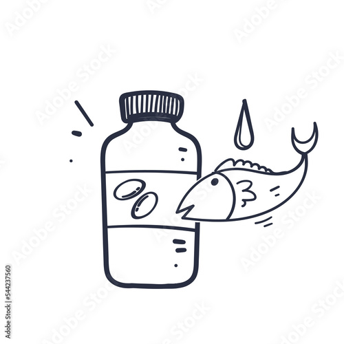 hand drawn doodle oil fish illustration vector