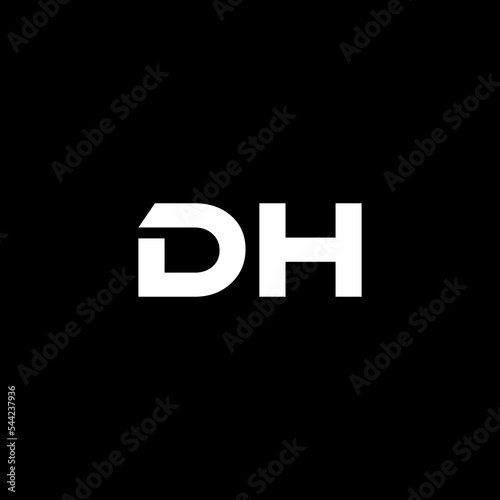 DH letter logo design with black background in illustrator, vector logo modern alphabet font overlap style. calligraphy designs for logo, Poster, Invitation, etc.