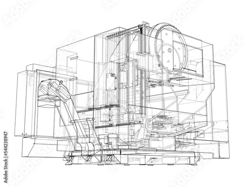 Metalworking CNC milling machine. Vector