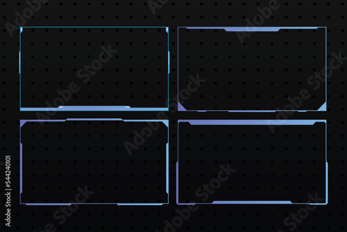 Hud frames. Futuristic text box, border, frame. Sci-fi digital screen, hologram panel. High tech hud interface elements vector set. Modern windows with buttons for computing innovative gameHud frames.
