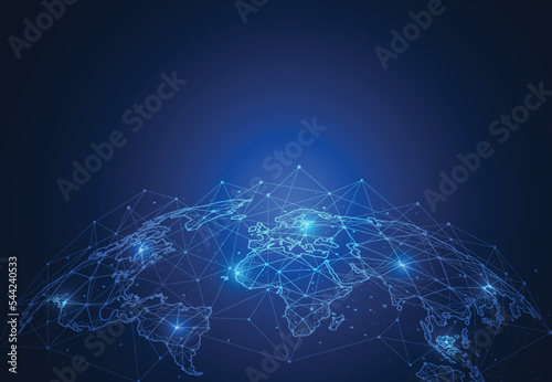Global network connection. World map point and line composition concept of global business. Vector Illustration