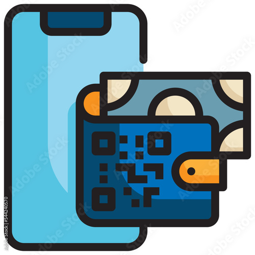 digital wallet mobile qr scan filled outline icon