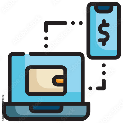 money transfer mobile banking digital wallet filled outline icon