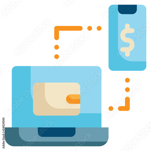 money transfer mobile banking digital wallet flat style icon