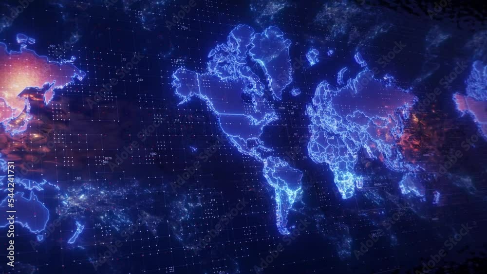 Looped World Map Digital World Map News Looped Background Stock Video | Adobe Stock