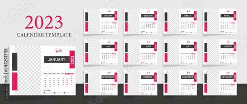 minimalist Desk calendar 2023 business template vector illustration