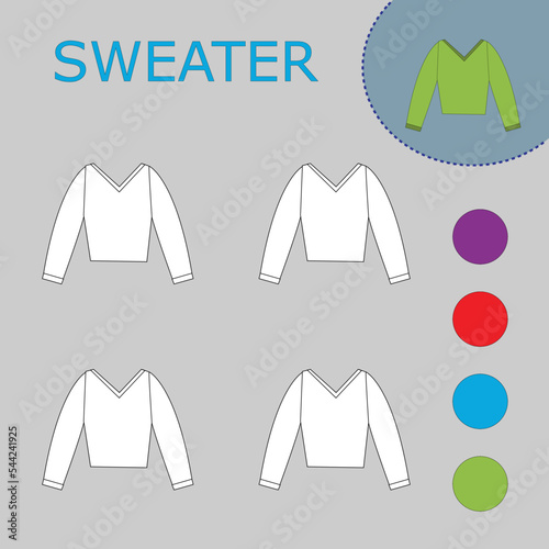 Coloring book of a sweater. Educational creative games for preschool children