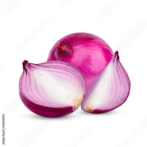Fresh red onion isolated on transparent background. (.PNG)