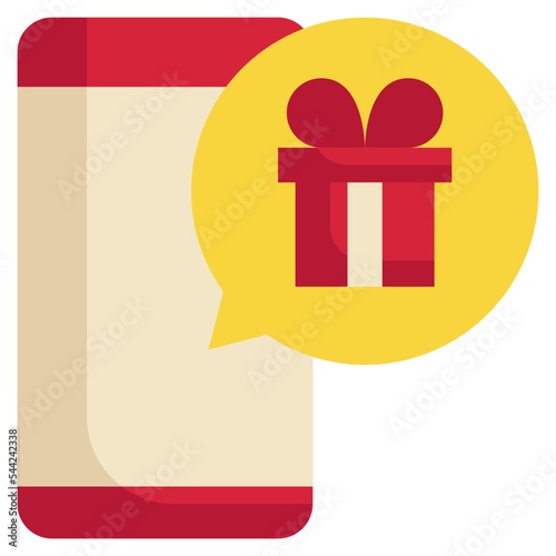 gift box mobile application online flat style icon