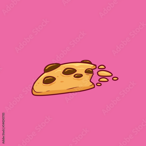 crumble chocolate chip cookies vector illustration side view
