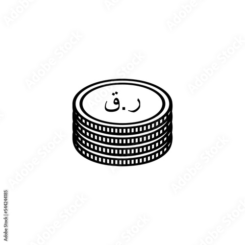 Qatar Currency Icon Symbol, Qatari Riyal (Arabic Version), QAR Sign. Vector Illustration
