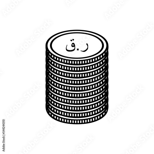 Qatar Currency Icon Symbol, Qatari Riyal (Arabic Version), QAR Sign. Vector Illustration
