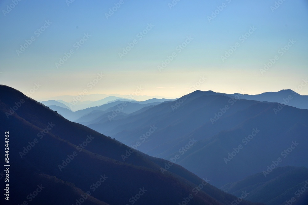 Beautiful mountains and sunset in Korea