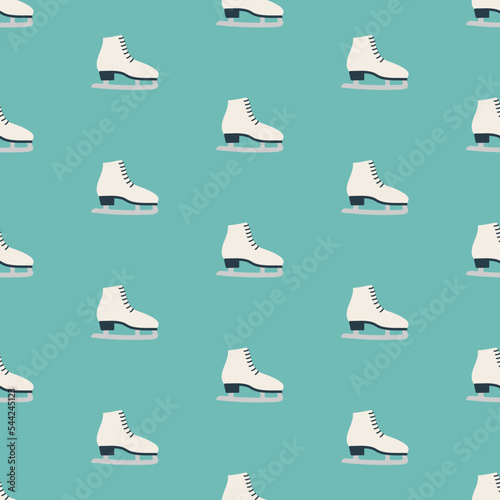 Seamless pattern with winter Winter figure skates