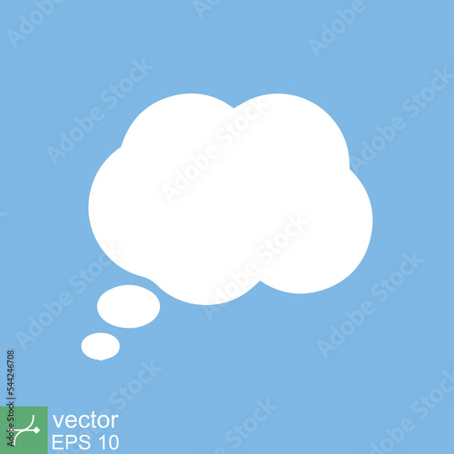 Think bubble. Empty white cloud speech bubble cartoon, idea, communication concept. Simple flat style. Vector illustration isolated. EPS 10.