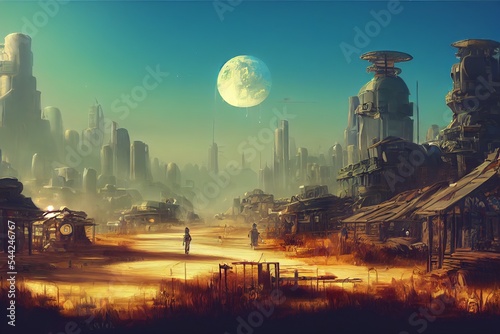 Canvas Print Alien Dystopian Sci-Fi Cityscape