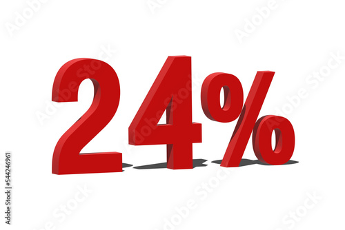 24 Percent Discount 3d Sign on White Background, Special Offer 24% Discount Tag, Sale Up to 24 Percent Off, Sale Symbol, Special Offer Label.
