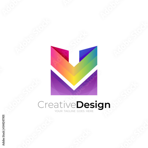 Free Download Letter M logo design colorful, modern logo with company icons - GFXLoad
