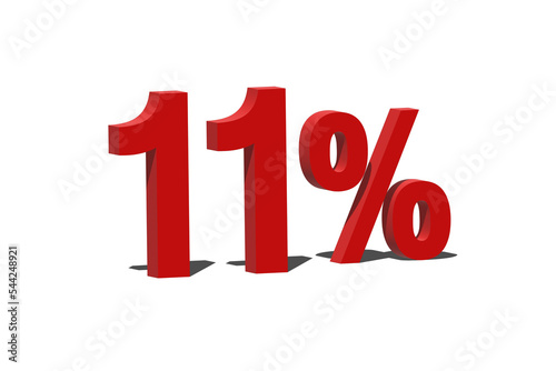11 Percent Discount 3d Sign on White Background, Special Offer 11% Discount Tag, Sale Up to 11 Percent Off, Sale Symbol, Special Offer Label.