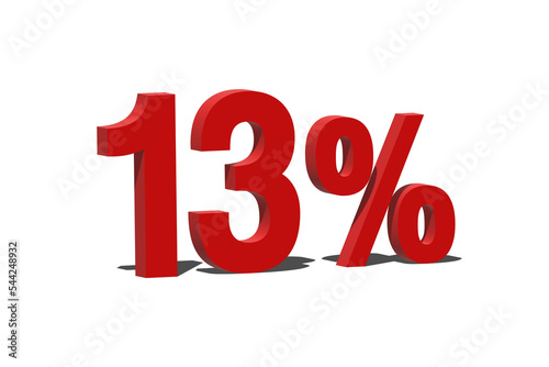 13 Percent Discount 3d Sign on White Background, Special Offer 13% Discount Tag, Sale Up to 13 Percent Off, Sale Symbol, Special Offer Label.