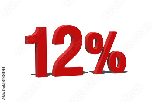 12 Percent Discount 3d Sign on White Background, Special Offer 12% Discount Tag, Sale Up to 12 Percent Off, Sale Symbol, Special Offer Label.