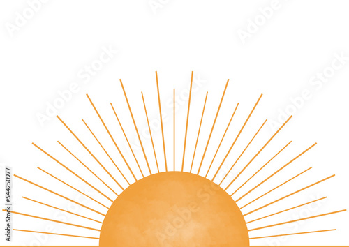 Boho Orange Sun Burst Illustration Print Png, Boho Minimalist Printable Wall Art, Geometric Abstract Sunset Print Bohemian Art Work