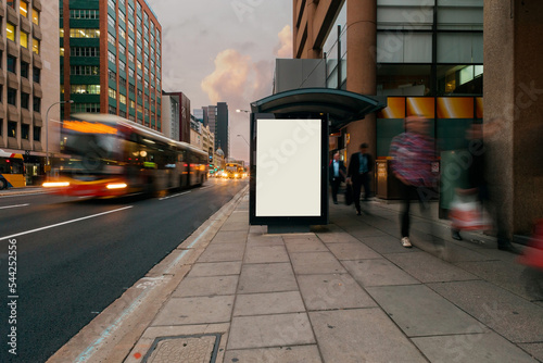 Blank outdoor advertising bus shelter