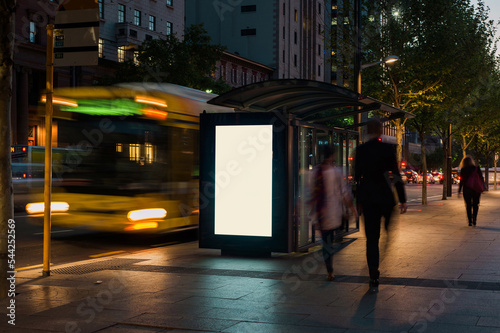 Blank outdoor advertising bus shelter