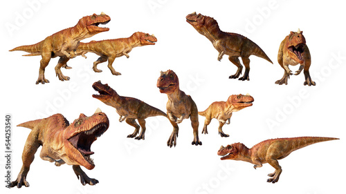 Foto set of dinosaurs Ceratosaurus PNG