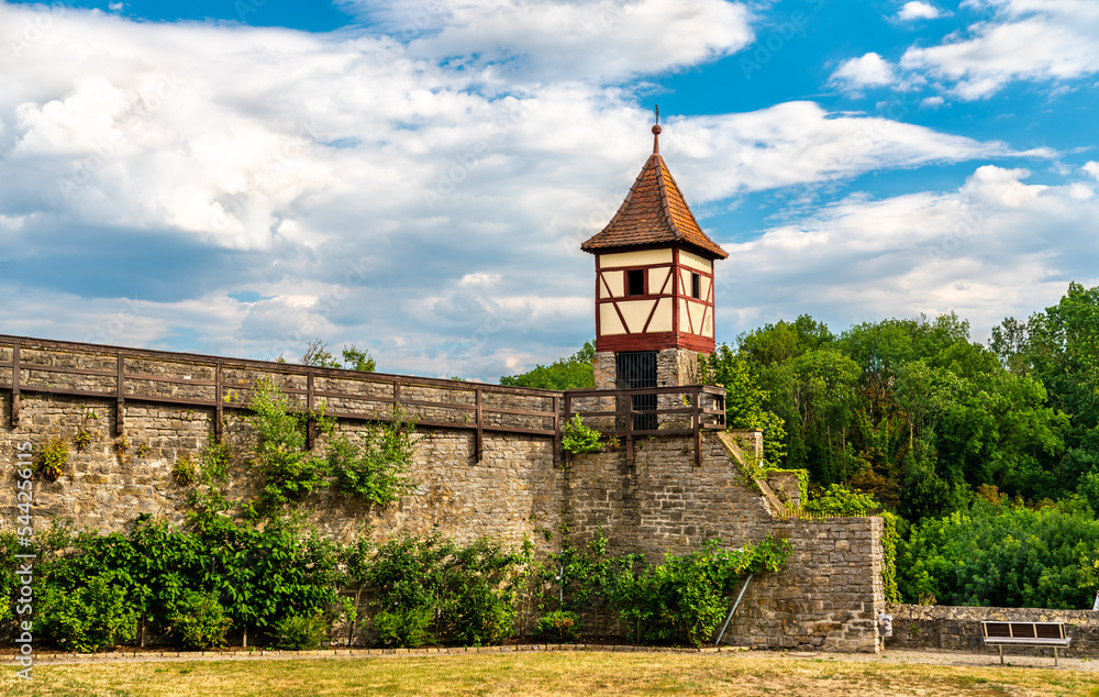 Fototapeta premium Red tower in Bad Wimpfen near Heilbronn in the Baden-Wurttemberg region of southern Germany