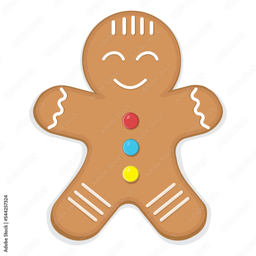 Obraz premium Christmas Gingerbread man, color Vector illustration.