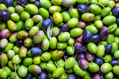 Green and black olives with...