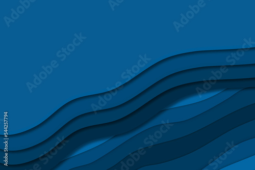 Abstract navy blue background wave curve paper cut design Fototapet