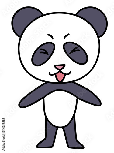 笑うパンダの全身イラスト