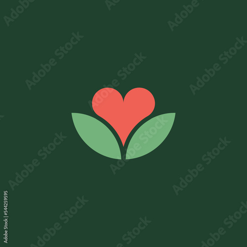 Logo combination flower, leaf and heart symbol.