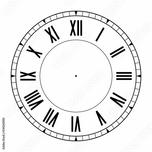 Vintage round clock roman hour time watch antique retro old, silhouette, vector